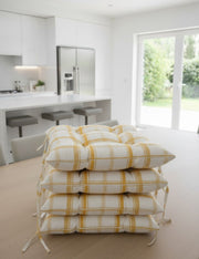 Coprisedia ZAFFIRO Imbottito in Cotone Jacquard | Bianco, Giallo e Bronzo | Coordinato Tovaglia - BUBULLINA