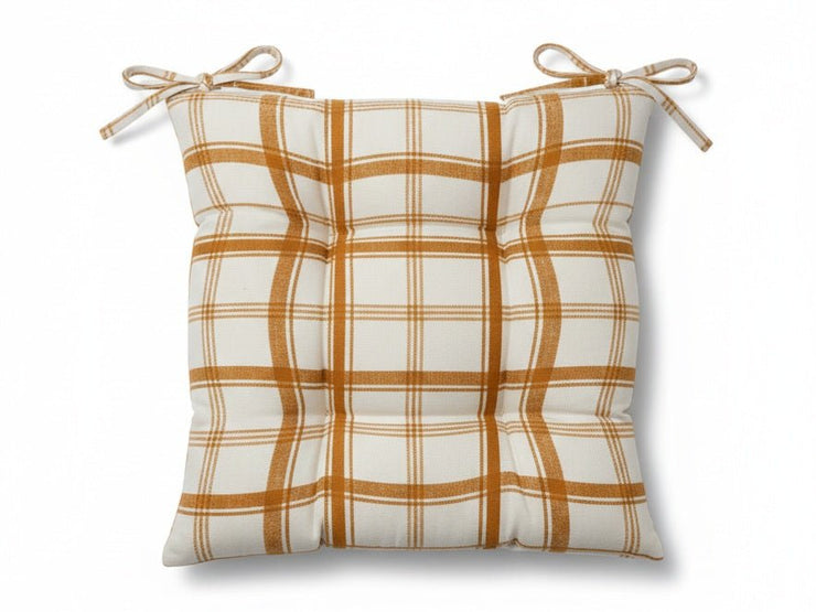 Coprisedia ZAFFIRO Imbottito in Cotone Jacquard | Bianco, Giallo e Bronzo | Coordinato Tovaglia - BUBULLINA