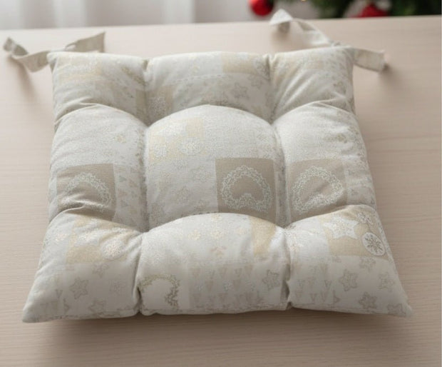 Cuscino Coprisedia "Morbidone" Linea Parigi | Cotone Lurex Natalizio | Con Laccetti - BUBULLINA