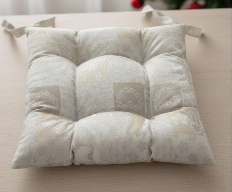 Cuscino Coprisedia "Morbidone" Linea Parigi | Cotone Lurex Natalizio | Con Laccetti - BUBULLINA