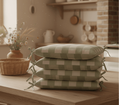 Cuscino Sedia CAMPAGNOLA in Cotone Rustico a Quadri - Trapuntato Made in Italy - BUBULLINA