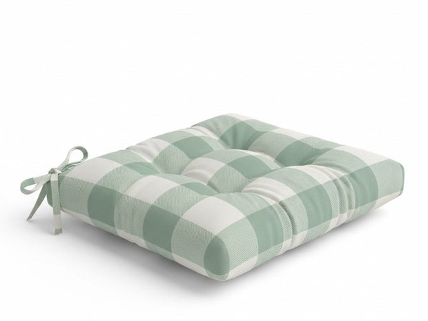 Cuscino Sedia CAMPAGNOLA in Cotone Rustico a Quadri - Trapuntato Made in Italy - BUBULLINA