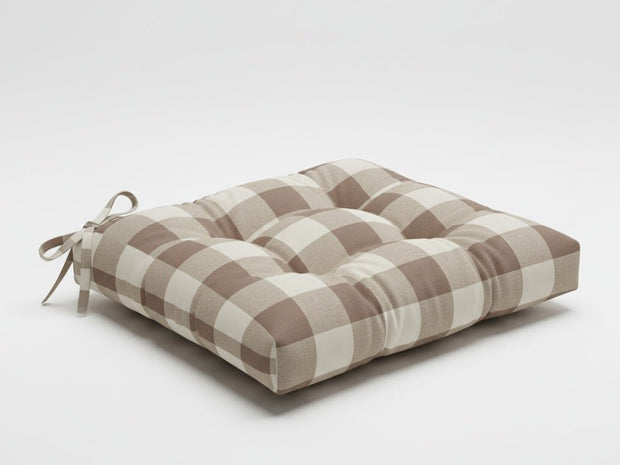 Cuscino Sedia CAMPAGNOLA in Cotone Rustico a Quadri - Trapuntato Made in Italy - BUBULLINA