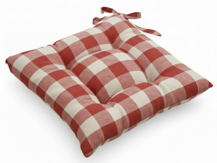 Cuscino Sedia CAMPAGNOLA in Cotone Rustico a Quadri - Trapuntato Made in Italy - BUBULLINA