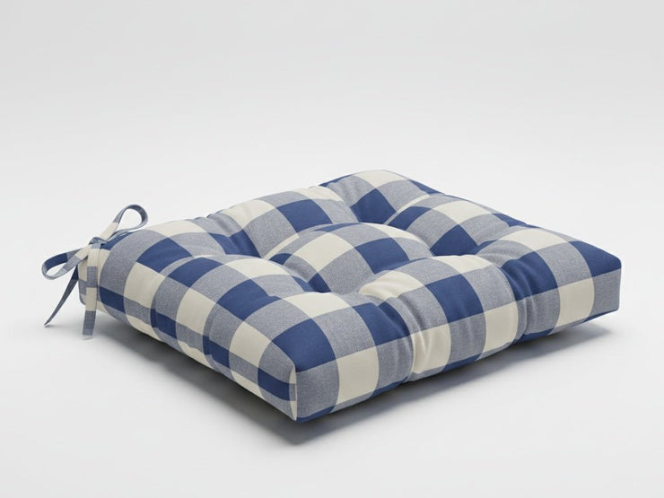 Cuscino Sedia CAMPAGNOLA in Cotone Rustico a Quadri - Trapuntato Made in Italy - BUBULLINA