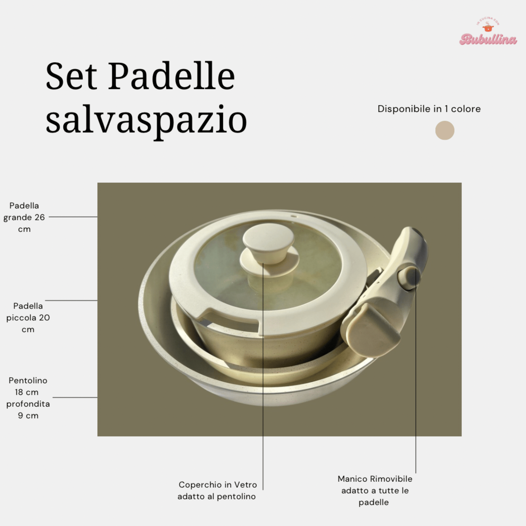 Set Pentole Antiaderenti 17 Pezzi Con Manico Rimovibile - Salvaspazio, Adatto A Induzione, Include Utensili - 4