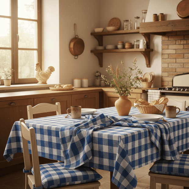 Tovaglia Campagnola 100% Cotone Tinto Filo – 4 Colori | Standard e Su Misura - BUBULLINA