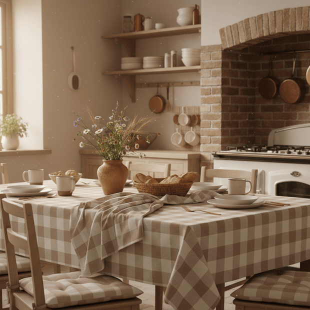 Tovaglia Campagnola 100% Cotone Tinto Filo – 4 Colori | Standard e Su Misura - BUBULLINA