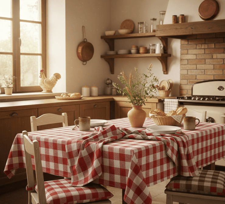 Tovaglia Campagnola 100% Cotone Tinto Filo – 4 Colori | Standard e Su Misura - BUBULLINA