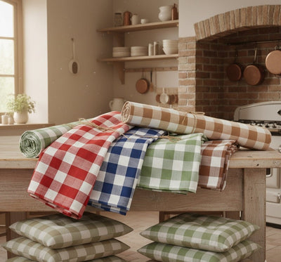 Tovaglia Campagnola 100% Cotone Tinto Filo – 4 Colori | Standard e Su Misura - BUBULLINA