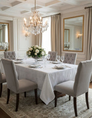 Tovaglia di Lusso RUBINO Jacquard Misto Lino - Design Tela Aida - Su Misura (Bianco/Avorio) - BUBULLINA