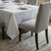 Tovaglia di Lusso RUBINO Jacquard Misto Lino - Design Tela Aida - Su Misura (Bianco/Avorio) - BUBULLINA