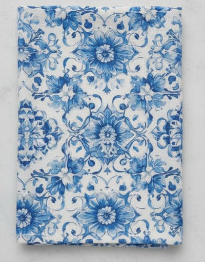 Tovaglia in Cotone Drill "Mediterraneo" | Fantasia Blu su Bianco - Varie Misure - BUBULLINA