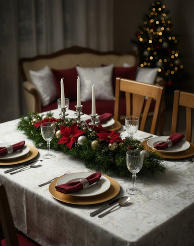 Tovaglia Natalizia "Parigi" in Cotone con Lurex | Varie Misure | Personalizzabile - BUBULLINA